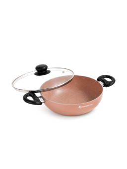Wonderchef - Pink Vitalife Non-Stick Kadhai with Glass Lid