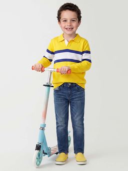 United Colors of Benetton - Yellow Collar Neck Regular Fit Textured Polo T-Shirt