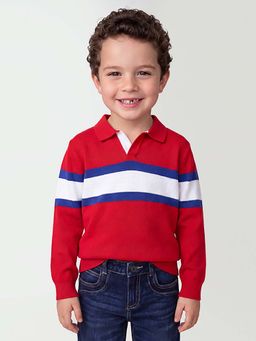 United Colors of Benetton - Red Collar Neck Regular Fit Textured Polo T-Shirt