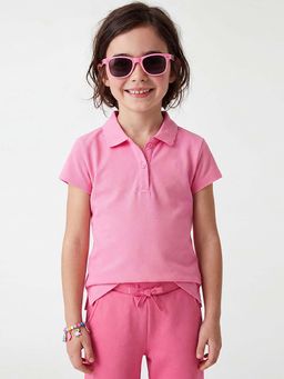 United Colors of Benetton - Pink Collar Neck Regular Fit Solid Polo T-Shirt