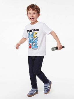 United Colors of Benetton - White Relaxed Fit Round Neck Graphic Print T-Shirt