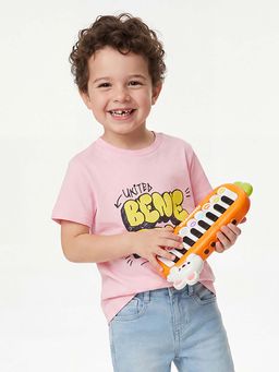 United Colors of Benetton - Peach Regular Fit Round Neck Typography Print T-Shirt