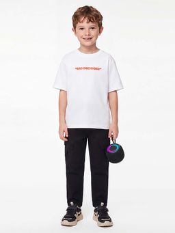 United Colors of Benetton - White Relaxed Fit Round Neck Graphic Print T-Shirt