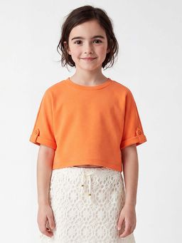 United Colors of Benetton - Orange Cropped Round Neck Solid T-Shirt