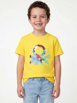 United Colors of Benetton - Yellow Regular Fit Round Neck Graphic Print T-Shirt