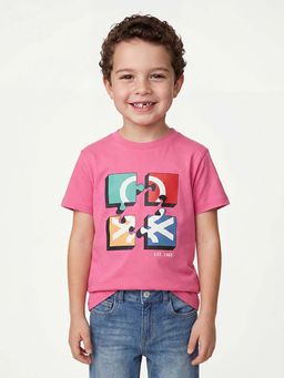 United Colors of Benetton - Pink Regular Fit Round Neck Graphic Print T-Shirt