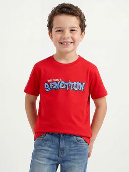United Colors of Benetton - Red Regular Fit Round Neck Typography Print T-Shirt