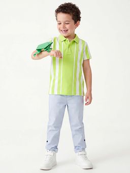 United Colors of Benetton - Green Stripes Regular Fit Polo T-Shirt