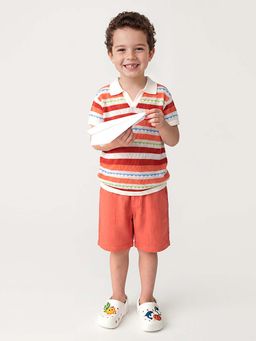 United Colors of Benetton - Regular Fit Johny Collar Patterned Polo T-Shirt Red