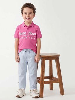 United Colors of Benetton - Regular Fit Polo Neck Typography T-Shirt Pink