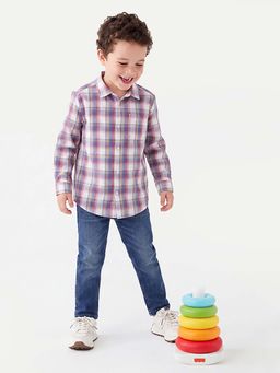 United Colors of Benetton - Regular Fit Spread Collar Checkered Dobby Shirt Multi-Color