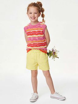 United Colors of Benetton - Regular Fit Round Neck Patterned Sweater Top Pink