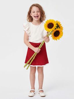 United Colors of Benetton - Textured Regular Fit Skirt Red
