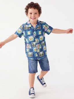 United Colors of Benetton - Regular Fit Resort Collar Printed Shirt