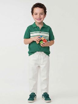 United Colors of Benetton - Teal Regular Fit Colorblock Polo T-shirt