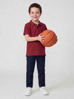 United Colors of Benetton - Maroon Regular Fit Self Design Polo T-shirt