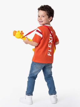 United Colors of Benetton - Orange Relaxed Fit Round Neck Striped T-shirt