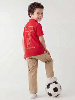 United Colors of Benetton - Red Regular Fit Embroidered Polo T-shirt