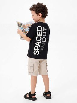 United Colors of Benetton - Black Relaxed Fit Round Neck Typography Printed T-shirt