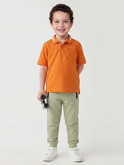 United Colors of Benetton - Orange Boxy Fit Typography Polo T-shirt