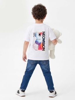 United Colors of Benetton - White Relaxed Fit Round Neck Graphic Printed T-shirt