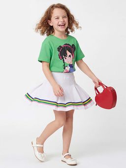 United Colors of Benetton - White Regular Fit Mid Rise Printed Skirt