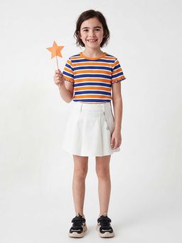 United Colors of Benetton - Cropped Round Neck Striped T-Shirt Multi-Color