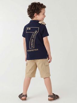 United Colors of Benetton - Blue Pure Cotton Embroidered Polo T-Shirt