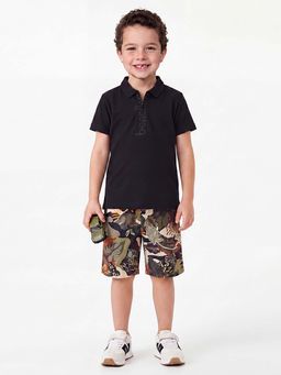 United Colors of Benetton - Black Pure Cotton Typography Polo T-Shirt