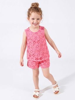 United Colors of Benetton - Pink Pure Cotton Self Design Top