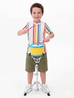 United Colors of Benetton - White Regular Fit Round Neck Stripes T-Shirt
