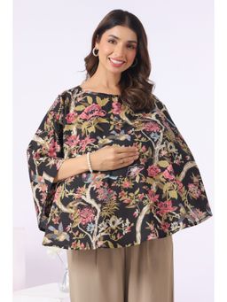 CRAFIQA - Black Twilight Garden Birds Cotton Nursing Cover