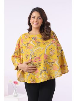 CRAFIQA - Yellow Sunrise Flora Birds Cotton Nursing Cover