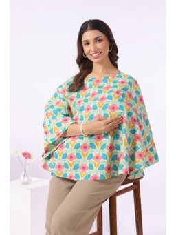 CRAFIQA - Turquoise Spring Birdscape Cotton Nursing Cover