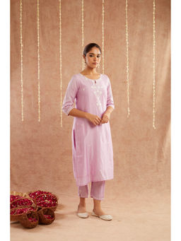 Zuri - Purple Embroidered Chanderi Kurta