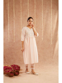 Zuri - Pink Multicolor Embroidered Cotton Kurta
