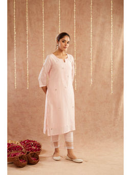 Zuri - Pink Embroidered Chanderi Kurta