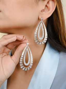 METALM - Tear Drop Dangle Wedding Earrings