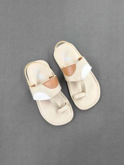 The Madras Trunk - Kids Beige Kolhapuris