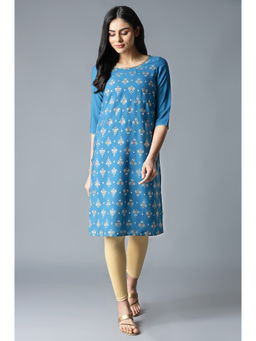 Aurelia - Blue Floral Printed Kurta