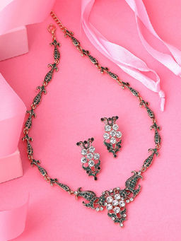 Estele - Gold Plated Blaze Designer Necklace Set with Crystals for Women