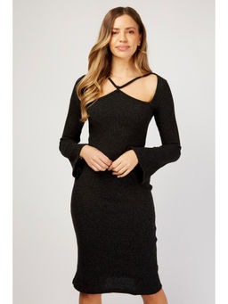 Trendyol - Black Midi Dress With Cut Out Top Detail (XL)
