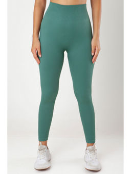 The Fit Theory - Green Seamless High-Waist Stretchable Leggings