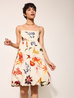 ONLY - Women'S Abstract Print Regular Fit Yellow Dress