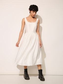 ONLY - Women'S Solid Fit and Flare White Dress