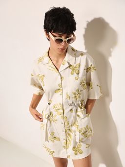 ONLY - Women'S Abstract Print Bodycon Beige Dress