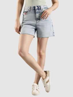 Tommy Hilfiger - Blue Regular Fit Printed Mid Rise Shorts