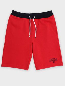 Tommy Hilfiger - Boys Red Regular Fit Colorblock Mid Rise Shorts