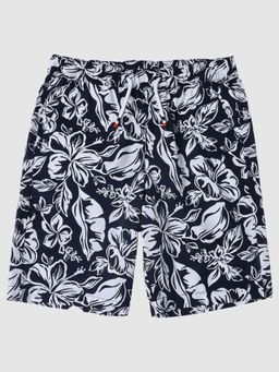 Tommy Hilfiger - Boys Navy Blue Regular Fit Printed Mid Rise Shorts