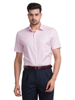 Park Avenue - Men Pink Checks Formal Shirt
